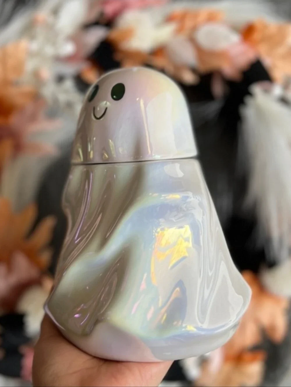 👻Target Bullseye Playground 2024 Iridescent Ghost Ceramic Cookie Candy Jar